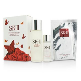 SK II PITERA ESSENCE SET RED BUTTERFLY LIMITED EDITION: ESSENCE 75ML + CLEAR LOTION 30ML + MASK 1PC 3PCS