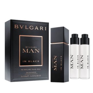 BVLGARI MAN IN BLACK THE REFILLABLE TRAVEL SPRAY GIFT SET FOR MEN
