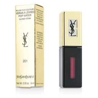 YVES SAINT LAURENT ROUGE PUR COUTURE VERNIS A LEVRES POP WATER GLOSSY STAIN - #201 DEWY RED  6ML/0.2OZ