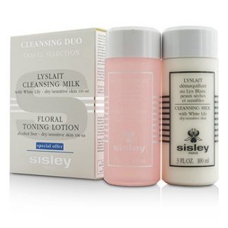 SISLEY CLEANSING DUO TRAVEL SELECTION SET: CLEANSING MILK W/ WHITE LILY 100ML/3OZ + FLORAL TONING LOTION 100ML/3OZ  2PCS