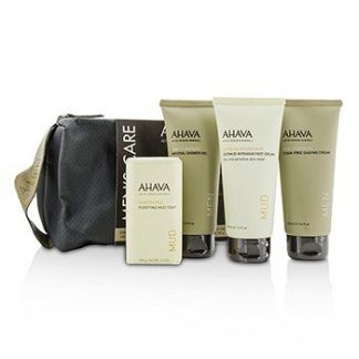 AHAVA MEN'S CARE SET: SHAVING CREAM 100ML + MINERAL SHOWER GEL 100ML + DERMUD INTENSIVE FOOT CREAM 100ML + PURIFYING MUD SOAP 100G  4PCS