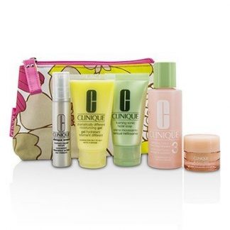 CLINIQUE TRAVEL SET: FACIAL SOAP 30ML + LOTION 3 60ML + DDMG 30ML + SERUM 10ML + ALL ABOUT EYES 7ML + BAG  5PCS+1BAG