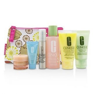 CLINIQUE TRAVEL SET: FACIAL SOAP 30ML+LOTION 3 60ML+DDMG 30ML+SMART SERUM 10ML+TURNAROUND SERUM 7ML+ALL ABOUT EYES 7ML+BAG  6PCS+1BAG