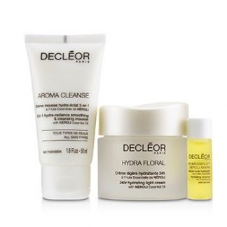 DECLEOR STOP.BREATHE.RELAX HOLIDAY KIT:CLEANSING MOUSSE 50ML+ HYDRATING OIL SERUM 5ML+ 24HR HYDRATING LIGHT CREAM 50ML  3PCS